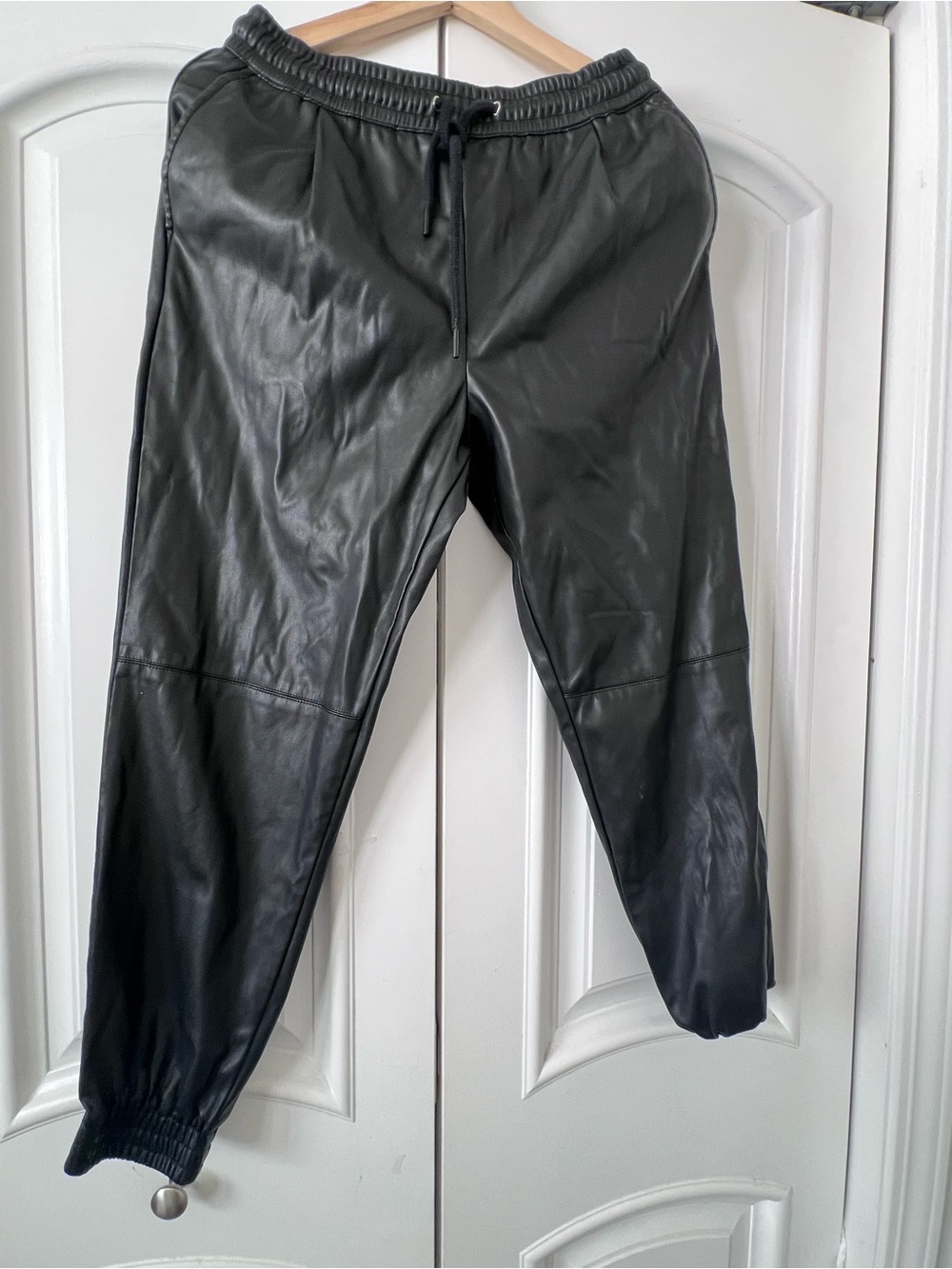 Zara Black Faux Leather Jogger Pants
